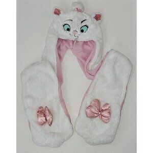 Disney Parks Marie Aristocats Fleece Plush Hat Scarf Mittens 1-Piece Combo Child